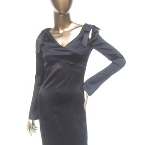 Evening Party High Quality full Sleeve Pattern Long Body Shape Anti-Static <b>black</b> dress for the events knee length - Product Image 1