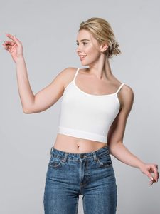 Camiseta sin Mangas de Mujer, de Encaje, Tejida, Acanalada, 100% Algodón, Lisa, Corta, Suave, Elástica, Estilo Casual Básico para el Verano - Product Image 3