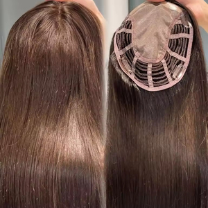 SHY European Hair Toppers para mujeres Clip-In Mono Topper para base de encaje estilo recto 100% Virgin Remy trama abierta parte media - Product Image 1