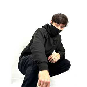 เสื้อสเวตเตอร์มีฮู้ดของผู้ชาย OEM เสื้อสเวตเตอร์มีฮู้ดแบบสตรีทแวร์หน้ากากนินจาทรงพอดีตัวรุ่นปกติผ้าคอตตอน100% ซับในสีทึบ - Product Image 3