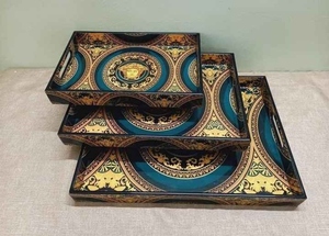 Plateau de service imprimé en bois léger pour thé et petit déjeuner servant hôtel décor à la maison Table à manger plateau de service imprimé - Product Image 6