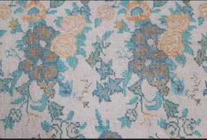 Alfombra de lana Vintage Anatolia anudada a mano Floral Oushak Runner Beige para cocina alfombras y juegos de área turca con patrón abstracto - Product Image 2