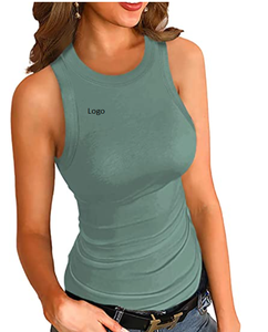 Débardeur en tricot côtelé pour femmes, sans manches, basique, caraco, Slim, chemisiers Racerback, meilleures ventes, été, - Product Image 3