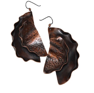 2025 Chine à bas prix poli solide cuivre Antique indien géométriquement peint à la main boucles d'oreilles pour les femmes du Nouveau-Mexique - Product Image 3