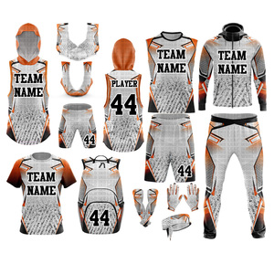 Uniforme de football américain personnalisé à compression, extensible, design de jeu 7 contre 7, avec maillots et ensemble de gants courts, vêtements de football américain - Product Image 1