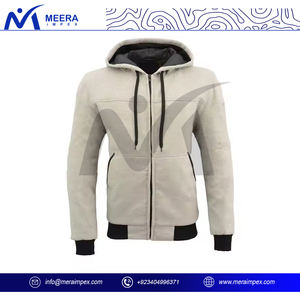 OEM Premium Sólido Beige Color Hombres Zip up Sudaderas con capucha Personalizar Logo 100% Tela de algodón Bajo MOQ Sudadera con capucha transpirable para hombres - Product Image 2