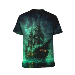Camiseta de cuello redondo verde para hombre hecha en fábrica Sublimación de poliéster Ajuste Extragrande - Product Image 4