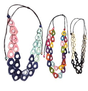 Collier en tagua fait main en forme de goutte d'eau, bijoux écologiques avec perles en ivoire végétal, combinaisons de couleurs modernes, cadeau - Product Image 1