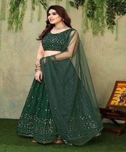 Hermosa Recepción y desgaste de fiesta bordado borde de encaje multicolor Lengha Choli para mujeres indias listo hecho + ApparelGarment - Product Image 2