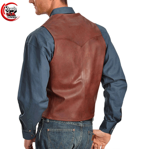 Custom Men's Motorbike Biker Vest Full Grain Real Leather Cut-Off <b>Waistcoat</b> Made in Pakistan Waterproof with Button Decoration - Product Image 4