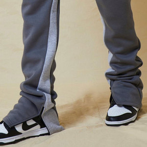 Alta calidad 100% algodón francés Terry Jogger pantalones de chándal apilados logotipo personalizado pantalones de chándal de algodón para hombres Joggers apilados - Product Image 4