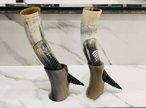 Viking Drinking Horn <b>Mug</b> Food Safe Genuine <b>Ceramic</b> Cup Leather Holder Weddings Hotel Party Use Inspired Indian Culture HF crafts - Product Image 4