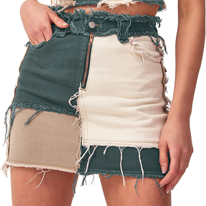 กระโปรงยีนส์ปะต่อสไตล์วินเทจของผู้หญิงกับ Y2K ตกแต่งงานปักผ้ายืดหลากสีสำหรับฤดูหนาว - Product Image 2