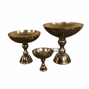 Ensemble de bols sur pied en métal chromé de luxe, faits à la main, durables, centres de table pour mariage, présentoir à fruits, décoration de table - Product Image 3