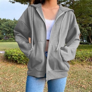Vente en gros Meilleure vente tendance Sweat à capuche zippé Sweat à capuche uni pour femme - Product Image 2