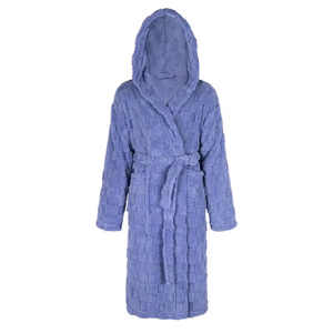 Peignoir en polaire bleu corail personnalisé, super doux, chaud, séchage rapide, respirant, hôtel, spa, longueur genou, manches longues, femmes, hommes - Product Image 3