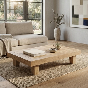 Our Modern Furniture Aswattha Visionary <b>Solid</b> <b>Wood</b> Coffee Table Low Platform Wooden Center Table For Living Room Setup Art - Product Image 5