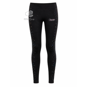 Custom Cheerleading Team Dance Practice Warm Up Apparel Custom <b>Rhinestone</b> Embroidery <b>Jacket</b> Pants set For Cheer Girls - Product Image 3