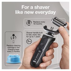 Rasoir électrique rechargeable pour homme avec 5 lames, étanche IPX7, rasage humide et sec, tondeuse à barbe, 6 cartouches - Product Image 2