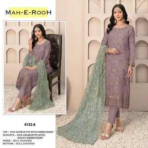 Traje paquistaní de suministro al por mayor con Secuencia de 3mm bordada y traje Salwar DE TRABAJO Khatli con Dupatta - Product Image 3