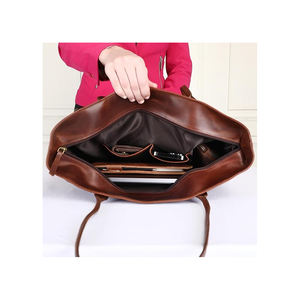 Sac fourre-tout en cuir pour femmes |   Sac à main pour ordinateur portable en cuir véritable, sac à bandoulière de bureau, mallette vintage marron à vendre - Product Image 1
