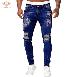 กางเกงยีนส์ผ้าเดนิมแบบใส่พอดีตัวสำหรับผู้ชายกางเกงลำลองขาดน้ำหนักเบาเสื้อผ้าไซส์พิเศษ - Product Image 3