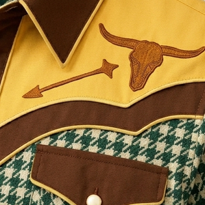 Camisa Vaquera Occidental Unisex Personalizada OEM, Estilo Vintage, Corte Ajustado, con Ribete en Contraste, Manga Larga, Bordada, Estilo Rodeo - Product Image 5