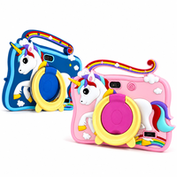 Tablet Anak 7 Inch Android 8.1 2GB 16GB WiFi 1024x600 Biru Tablet PC Anak dengan Casing Silikon Unicorn dan Penyangga