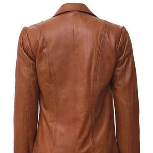 Nuevo abrigo de cuero marrón para mujer Nuevo estilo de moda Abrigo de cuero de piel de oveja genuina personalizado Suministro ODM - Product Image 6