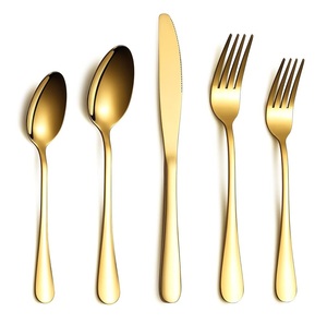 Juego de cubiertos de oro rosa de metal de calidad superior, cubiertos chapados con mango liso para el hogar, cocina y vajilla de boda - Product Image 4