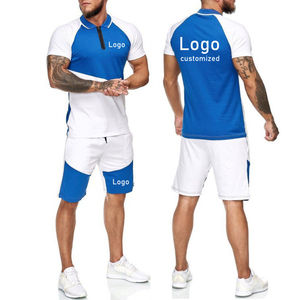 2025 último conjunto de dos piezas informal de verano de algodón de alta calidad para hombres, conjunto de Polo y pantalón corto con logotipo personalizado, conjunto de prendas de vestir exteriores - Product Image 1