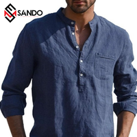 Camisa Casual de Manga Larga para Hombre, Estilo Safari, de Alta Calidad, Anti-Pilling, Secado Rápido, Algodón Ecológico, Talla Grande, Cuello en V, Estampado de Leopardo, para Verano