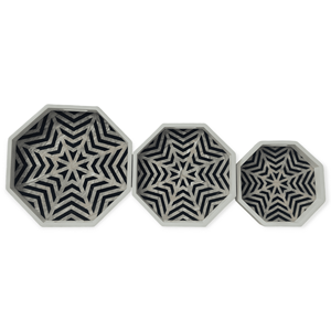 Plateau géométrique de Style Art moderne du milieu du siècle bois de manguier multifonctionnel avec incrustation blanche noire pour la décoration de Noël de jardin à la maison - Product Image 2