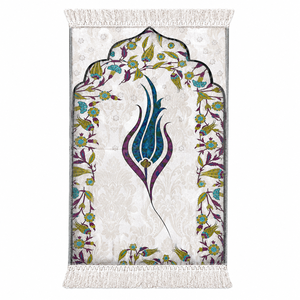 Alfombra de Oración Infantil, Suave, Azul, con Diseño de Tulipán, Alfombra de Oración Islámica Portátil para Niños y Niñas, Regalo para Ramadán y Eid - Product Image 1