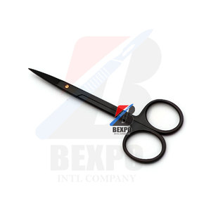 Iris ciseaux lames de coupe droites en acier inoxydable manuel Instruments chirurgicaux dentaires manteau de couleur noire - Product Image 1