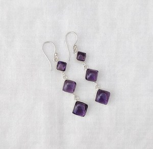 Boucles d'oreilles pendantes de luxe en améthyste multi-pierres, plaqué argent 925, faites à la main, bijoux bohèmes en cristal, cadeau pour elle, violet - Product Image 2