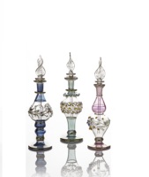 Proveedor al por Mayor de Botellas de Perfume de Vidrio Soplado a Mano, Diseño Tradicional Egipcio Dorado