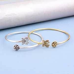 2026 New Fashion Cuff Bangle <b>Boho</b> Brass <b>Bracelet</b> Women Silver Plated Floral Butterfly Jewelry Dainty Garden Design Wholesale/OEM - Product Image 5