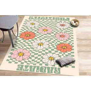 Soft Tones Printed <b>Rug</b> - Modern Floral <b>Chenille</b> Bedroom Area <b>Rug</b>,Luxury Velvet <b>Rug</b> - Product Image 4