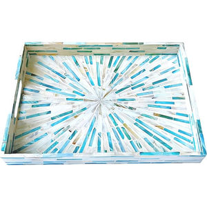 Bandeja Cuadrada de Nácar Azul y Verde de la Mejor Calidad, Último Diseño, Bandeja Decorativa para Mesa, para Servir Alimentos y Postres - Product Image 6