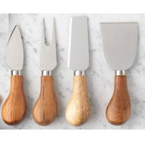 Gran oferta, Juego de 4 Uds. De cuchillos de queso de acero inoxidable con mango de madera para cortador de mantequilla, herramienta de cocina para el hogar, vajilla - Product Image 5