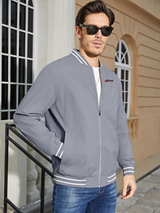 Chaqueta Bomber para Hombre al por Mayor OEM con Cuello Acanalado, Cierre de Cremallera Resistente y Tejido Resistente al Viento, Ideal para Ropa Urbana - Product Image 3