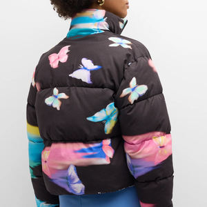 Veste matelassée d'hiver pour femmes 2026, chaude, respirante, en nylon, avec fermeture éclair légère, motif imprimé, style court pour femmes - Product Image 2