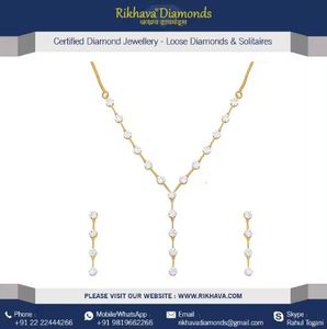 Conjunto de collar de diamantes elegantes de oro amarillo de 18kt de alto rendimiento con cadena a precio de venta colección de joyería de lujo por exportador - Product Image 2