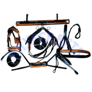 ชุดสายรัดหนังม้าขับรถโทนสีดำสำหรับรถม้ารถม้าลากลากอุปกรณ์แกะสลักลายดอกไม้รถเข็นม้า - Product Image 2