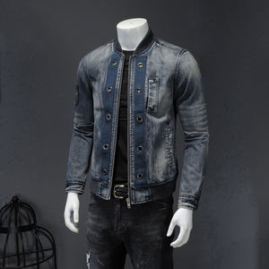 Casual Streetwear Blue Denim Jacket for <b>Men</b> Unique Style and Fashion Trending Pilot Jacket Casual Outwear Motorcycle <b>Jeans</b> Coat - Product Image 4