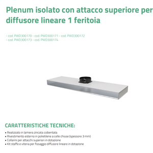 Diffuseur linéaire Tecnosystemi Plenum isolé avec connexion supérieure 1 fente L.800 PWD300171 (grille et registre inclus) - Product Image 4