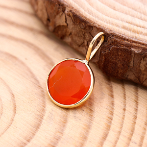 Natural Faceted Carnelian Gemstone 14k <b>Solid</b> Yellow <b>Gold</b> <b>Gold</b> Plated Handmade Women <b>Pendant</b> Jewelry GIA for Gift Wholesale - Product Image 4