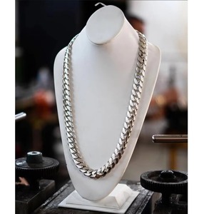 Export Quality Unisex Trendy Moissanite Necklace <b>Rose</b> <b>Gold</b> Plated Cuban <b>Chain</b> for Certified 18k/20k/24k Shine Finish - Product Image 2