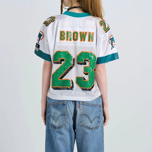 Maillot de football personnalisé pour femmes, taille plus, coupe ample, respirant, en maille de polyester, maillot de football pour streetwear, t-shirt - Product Image 4